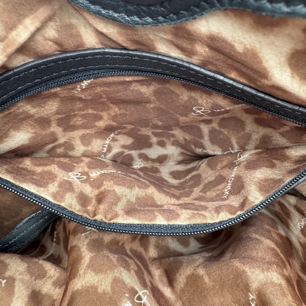 B. Makowsky Black Leather Crossbody Shoulder Bag Tassel Zip Pockets - Picture 8 of 13